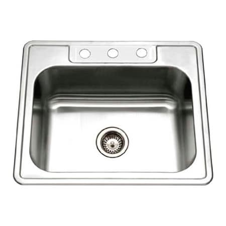 Houzer Houzer 2522-9BS3-1 Drop In Stainless Steel 3-Hole Single Bowl Kitchen Sink 2522-9BS3-1
